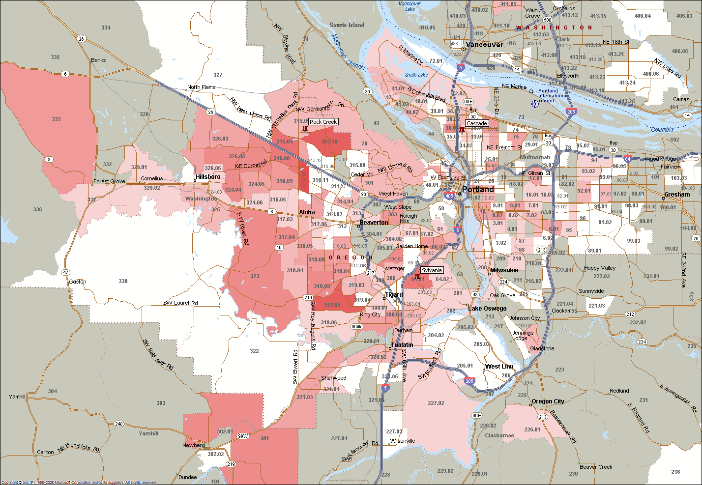 All CS Students Spring 09 by Census Tract